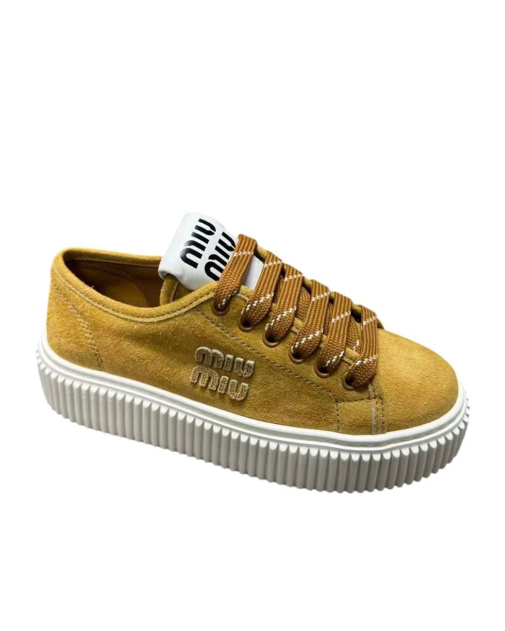 Miu Miu Yellow Lace-Up Sneakers