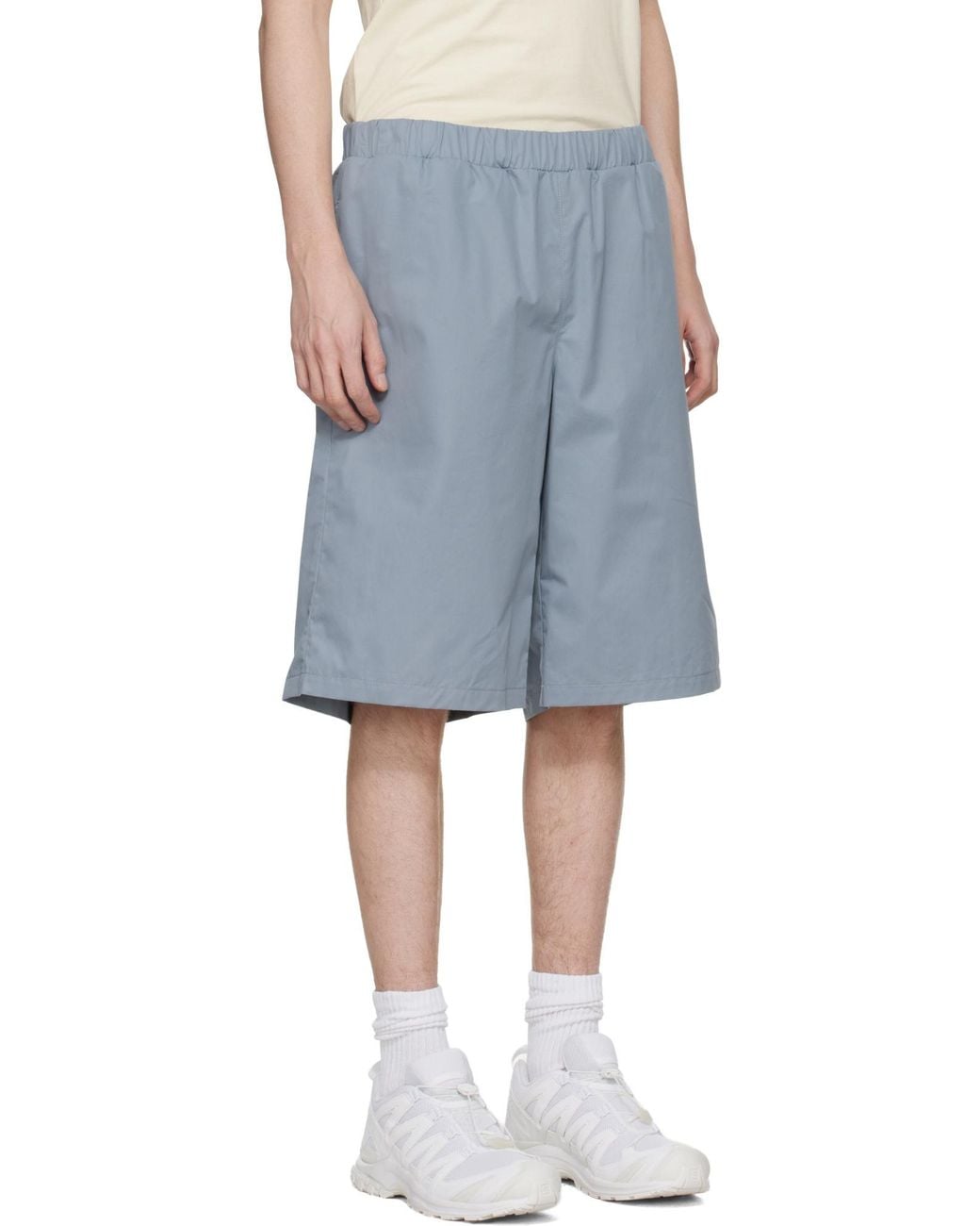 Rier Blue Elasticated Cotton Bermuda Shorts for men