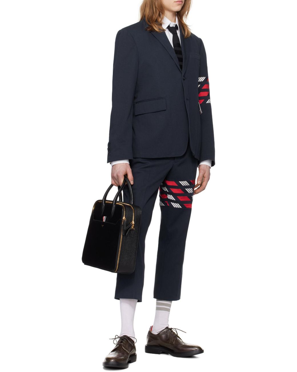 Thom Browne Black Double Compartment Business Bag