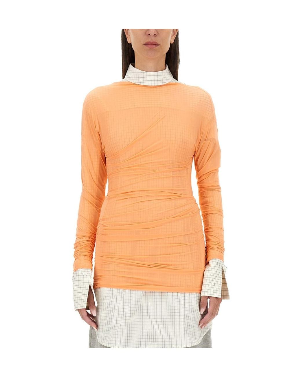 Dries Van Noten Pink Fitted Draped T-Shirt