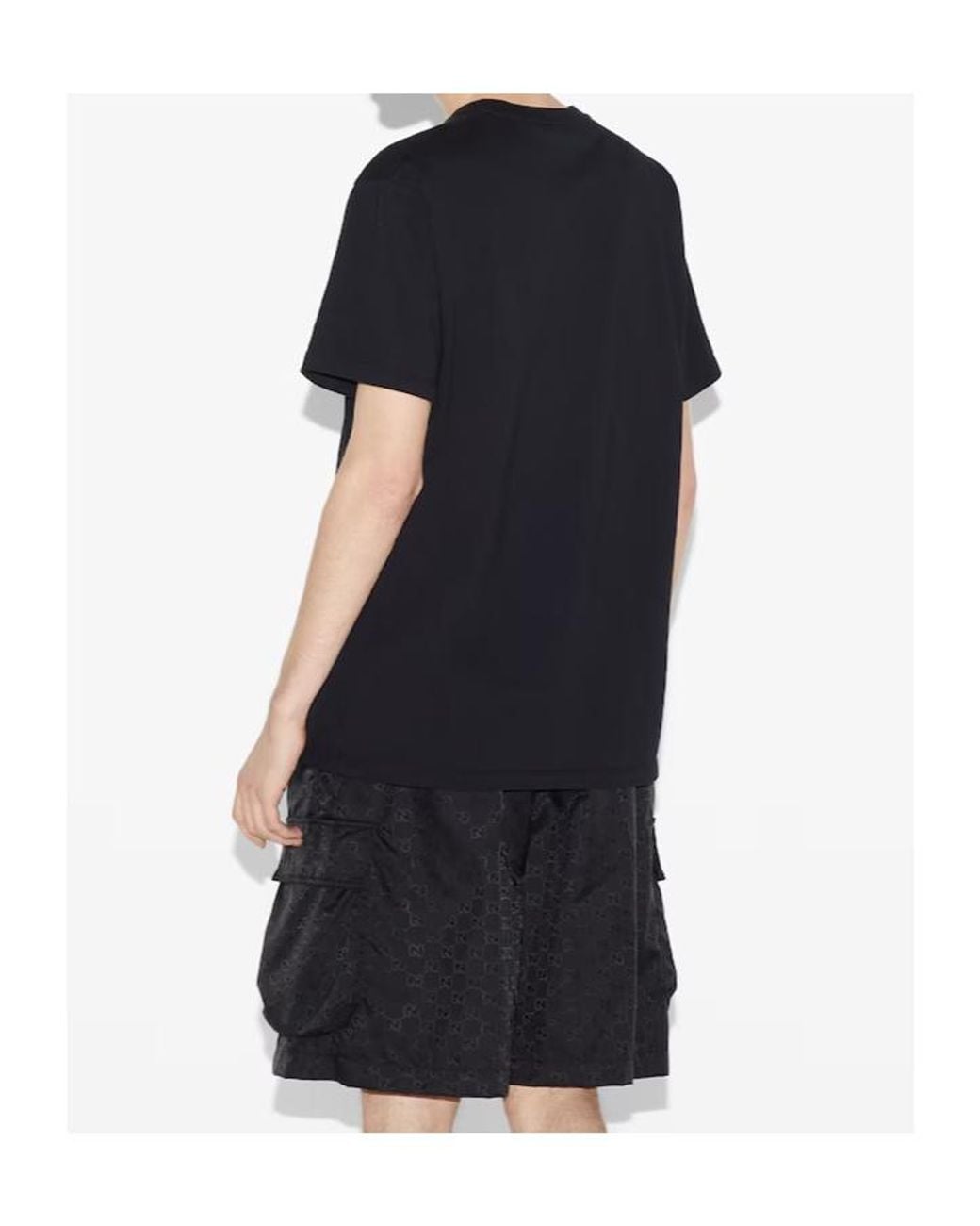 Gucci Black Logo Printed Jersey T-Shirt for men