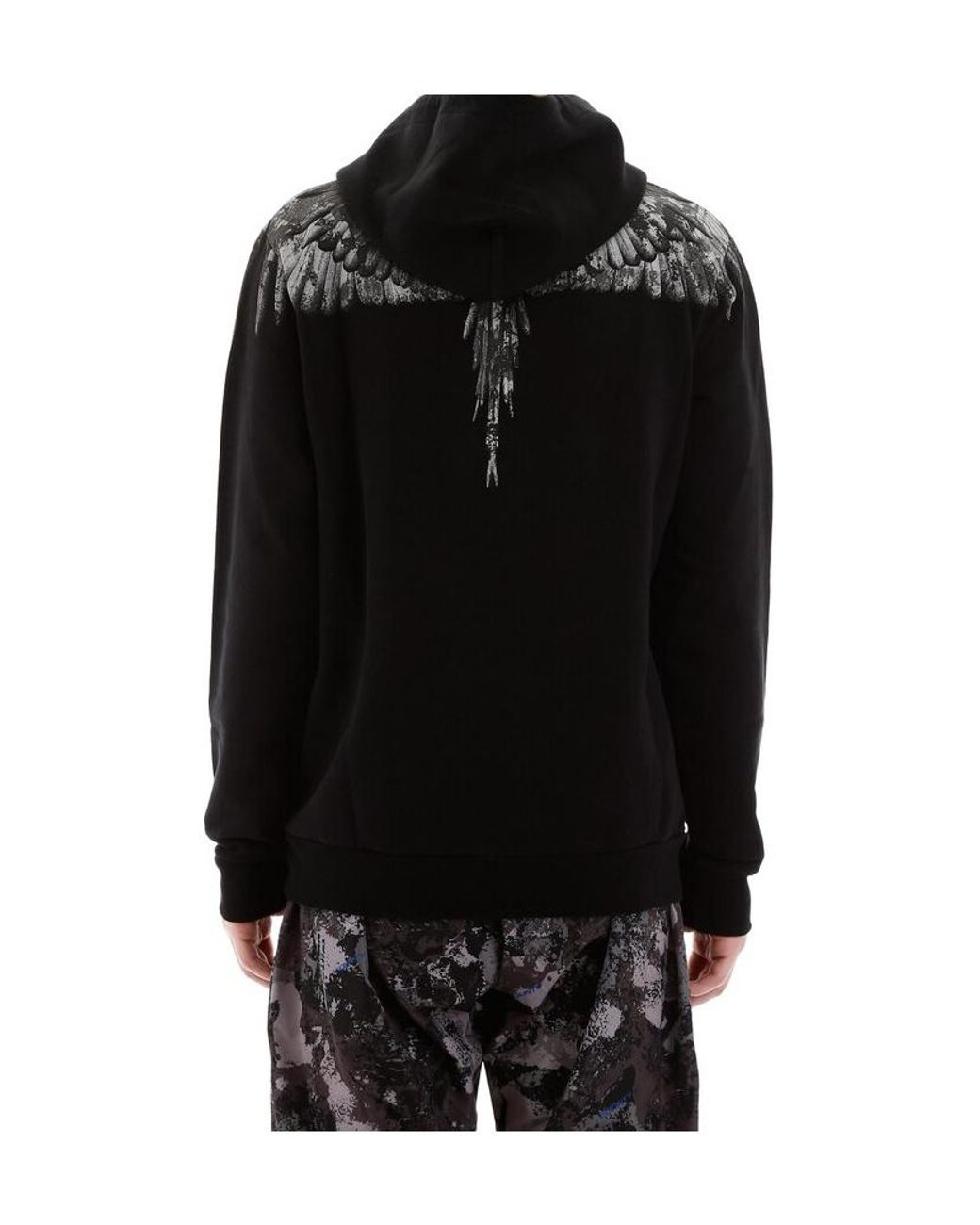 Marcelo Burlon Black Wing Print Hooded Sweatshirt for men