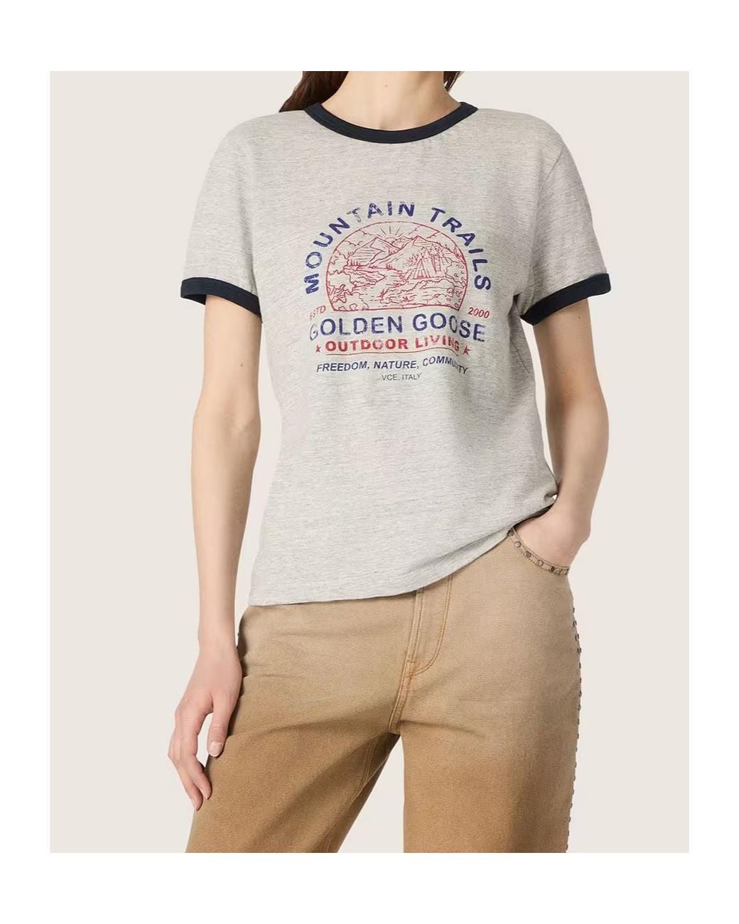 Golden Goose Deluxe Brand White Graphic Printed Crewneck T-Shirt