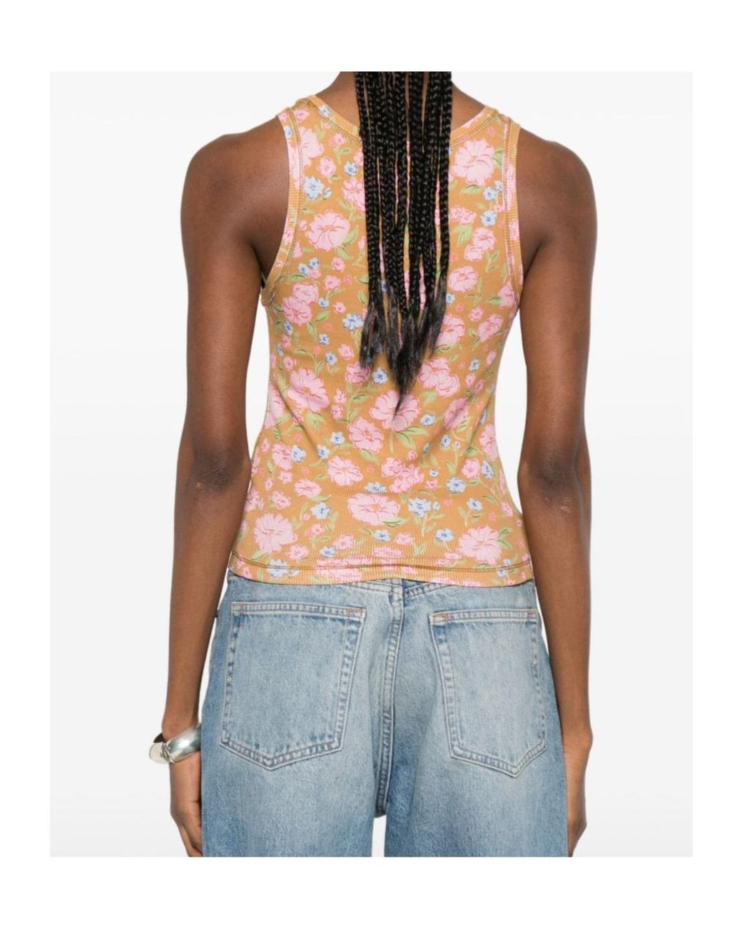 DIESEL Pink Floral Print Ribbed Top
