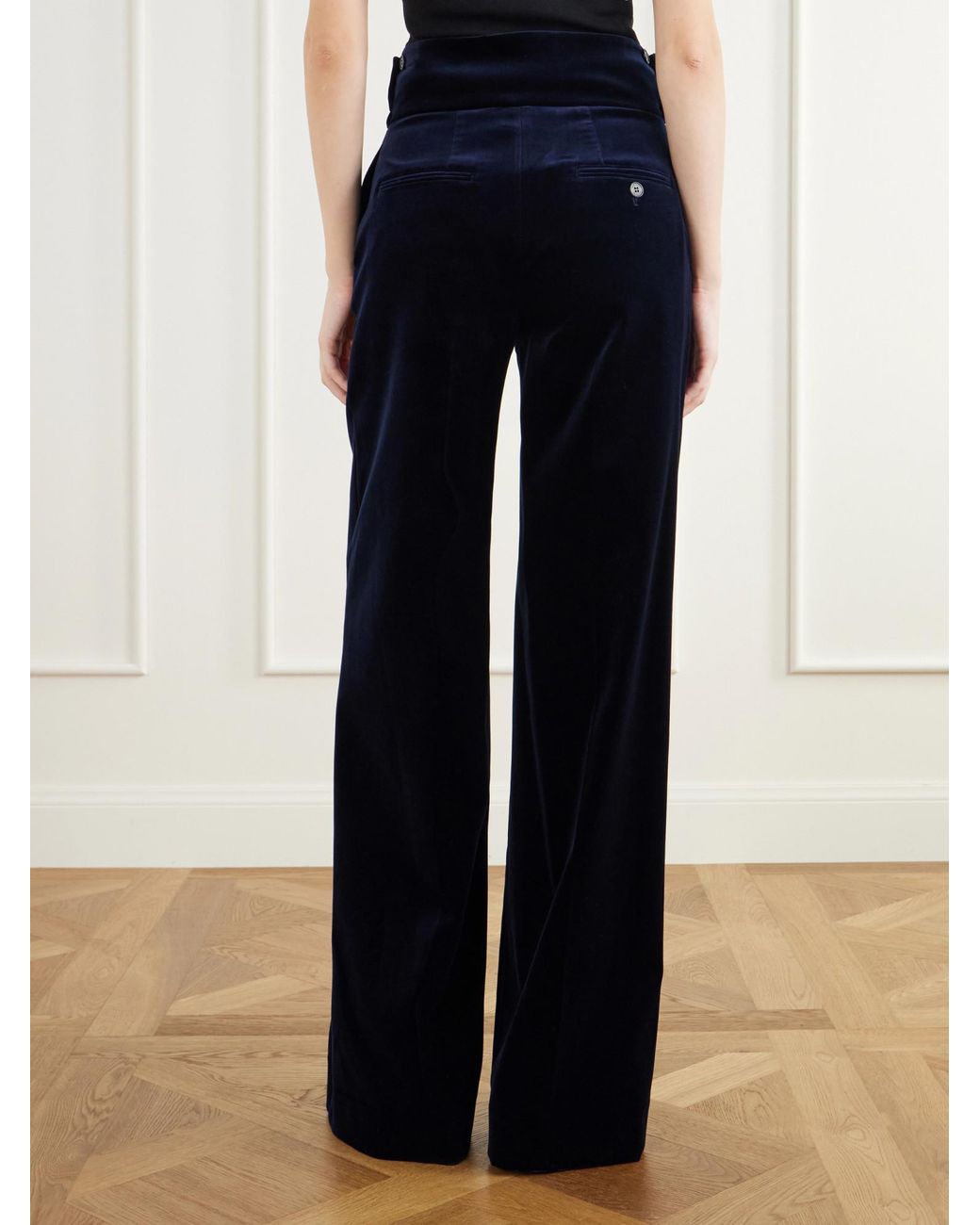 Altuzarra Blue Velvet Straight-Leg Pants
