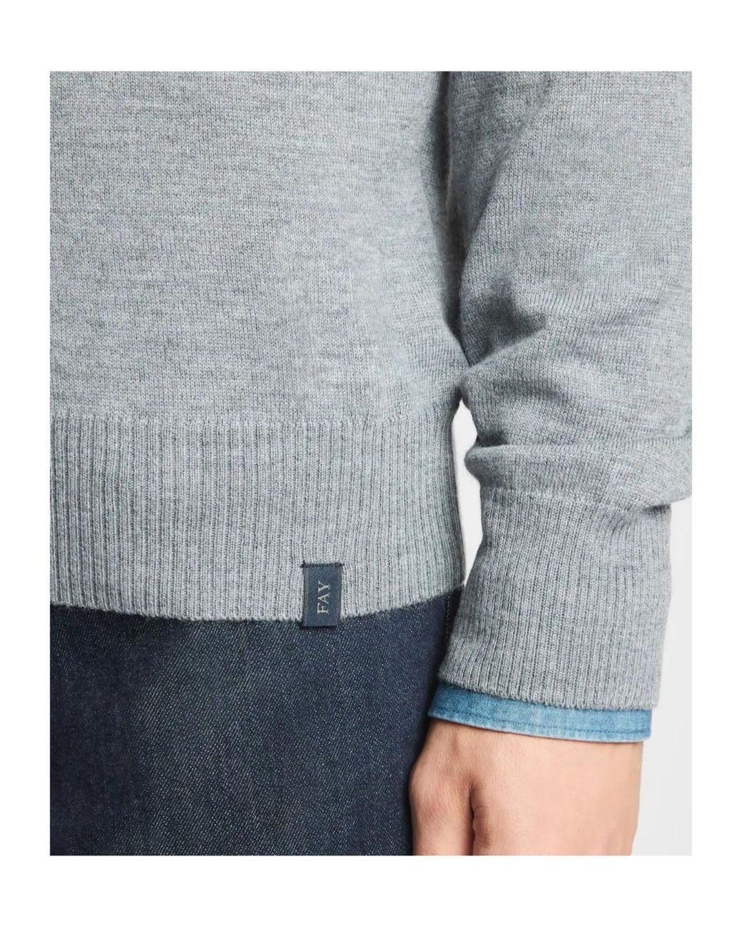Fay Gray Crew Neck Knitted Sweater for men