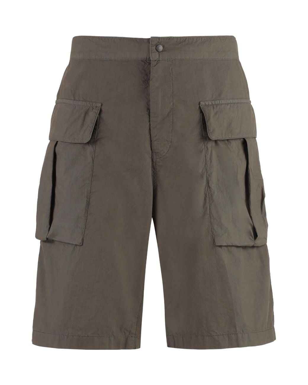 Aspesi Gray Mid-Rise Straight-Leg Cargo Shorts for men