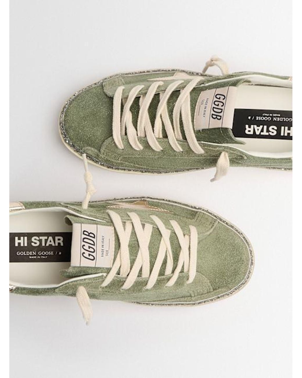 Golden Goose Deluxe Brand Green Hi Star Waxed Suede Sneakers