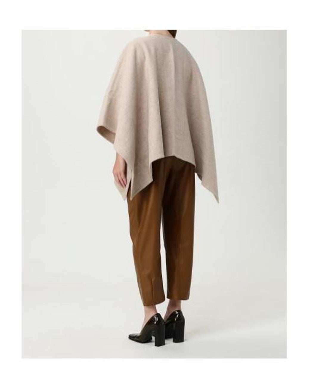 Max Mara Natural Serra Logo Patch Cape