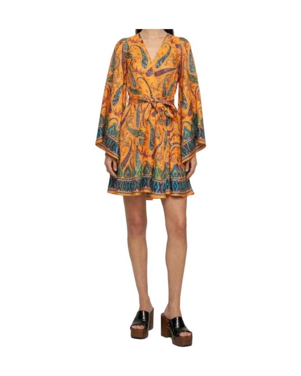 Etro Yellow Pattern-Printed Midi Dress