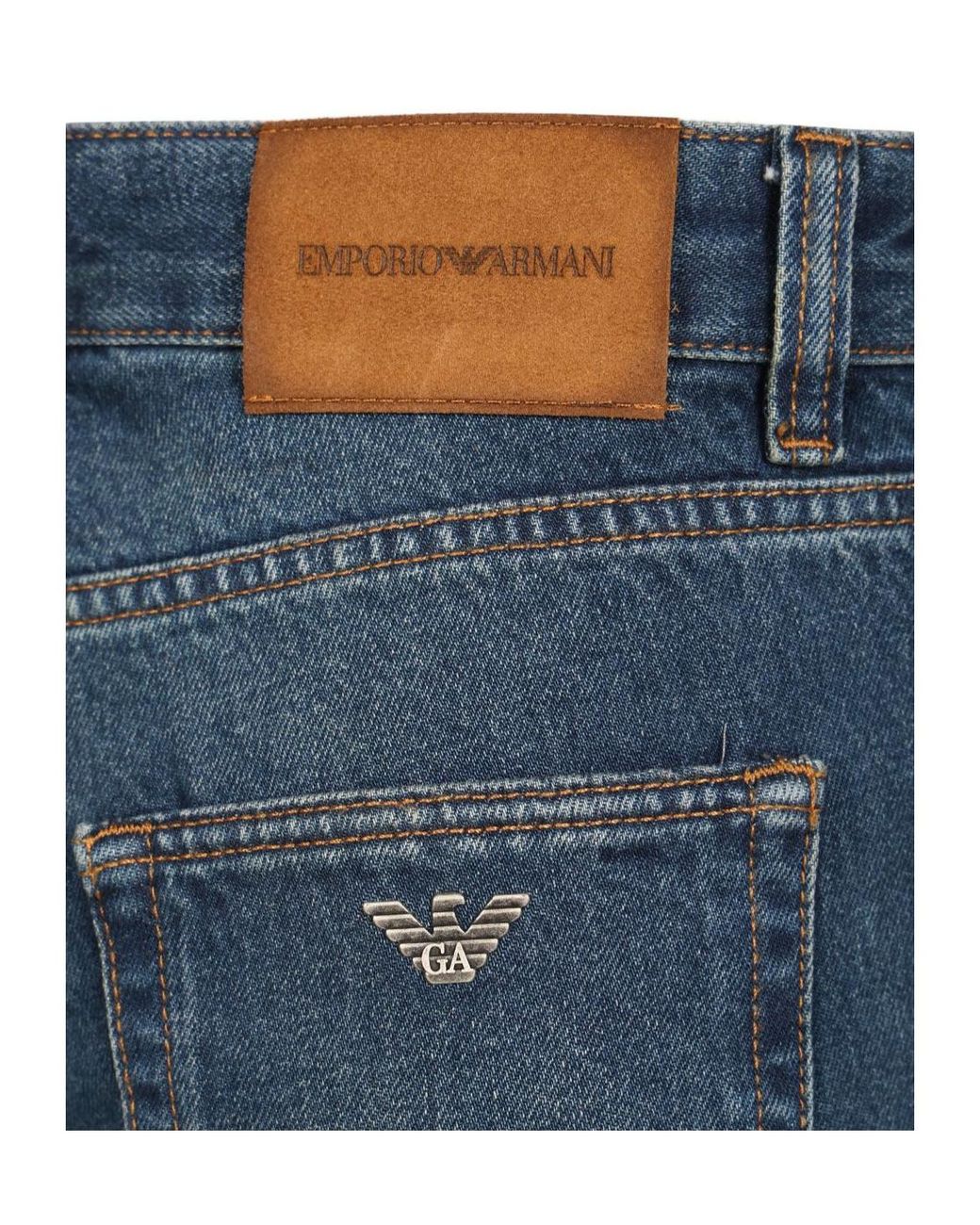 Emporio Armani Blue Straight-Leg Five-Pocket Jeans for men