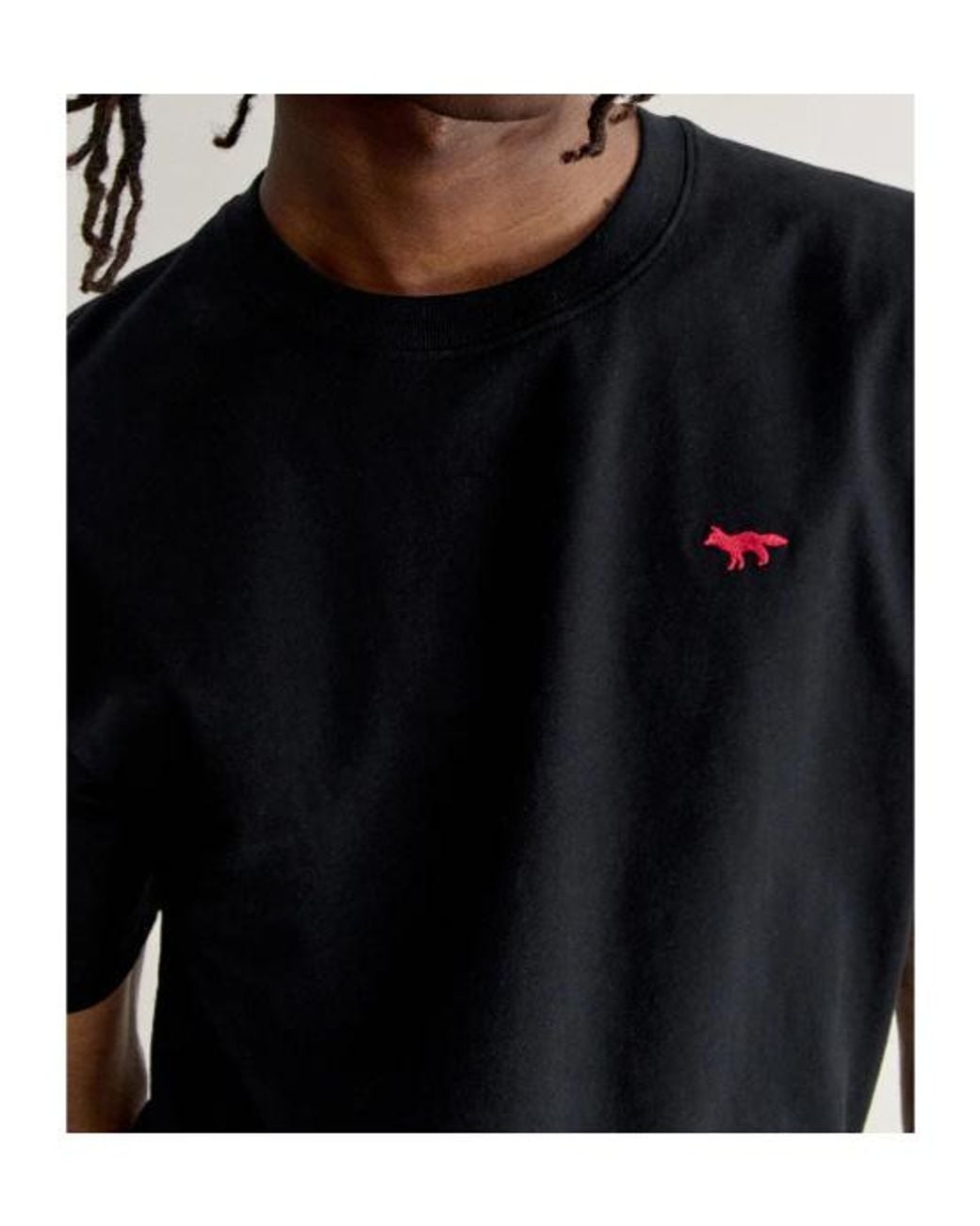 Maison Kitsuné Black Profile Fox Patch T-Shirt for men