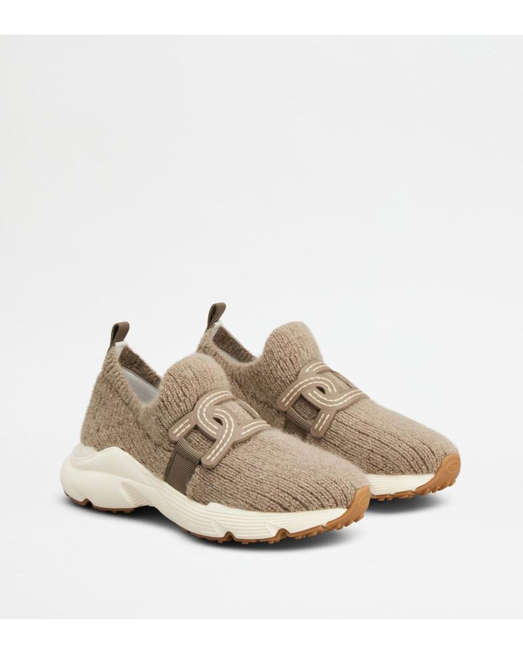 Tod's Gray Kate Round-Toe Knitted Sneakers
