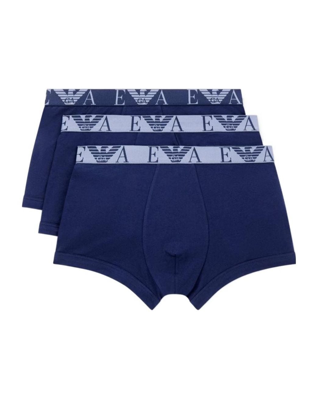 Emporio Armani Blue 3-Pack Logo Trunks for men