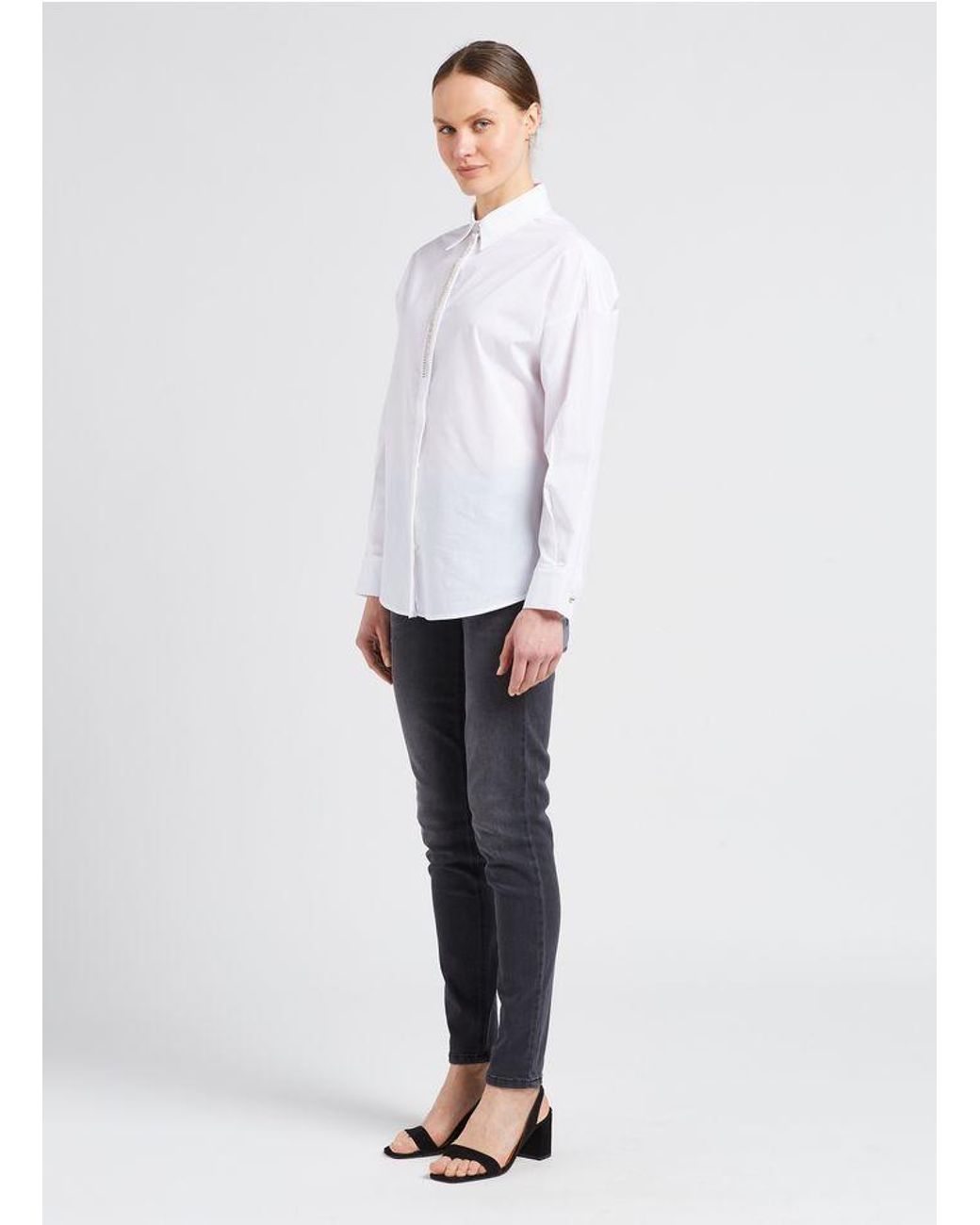 Liu Jo White Long-Sleeve Turn-Down Collar Shirt