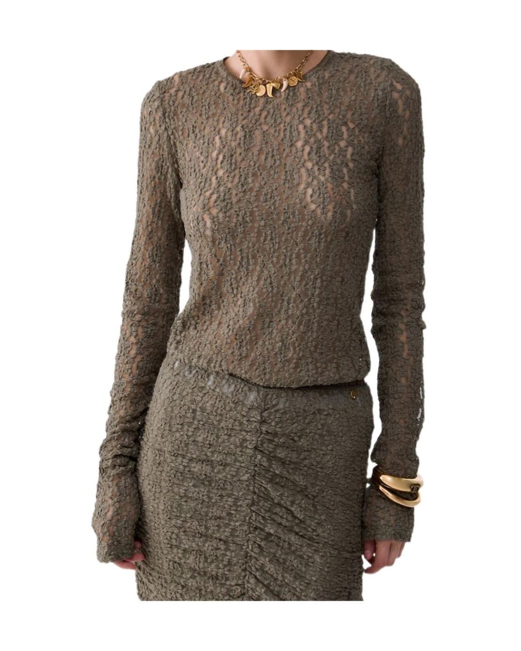 Liu Jo Brown Stretch Lace Top