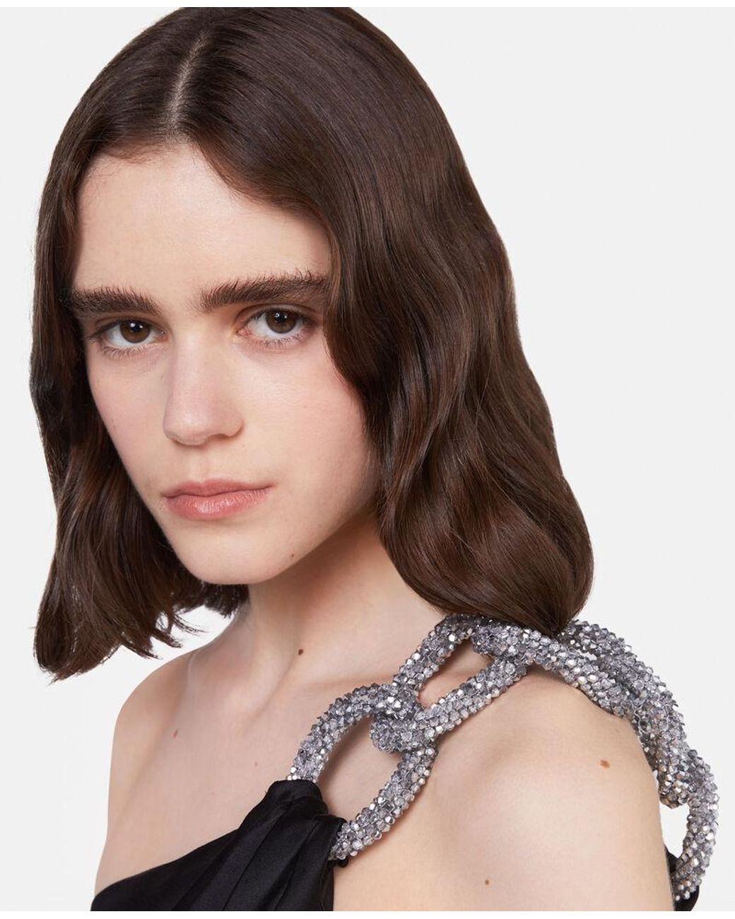Stella McCartney Black Embellished One-Shoulder Dress