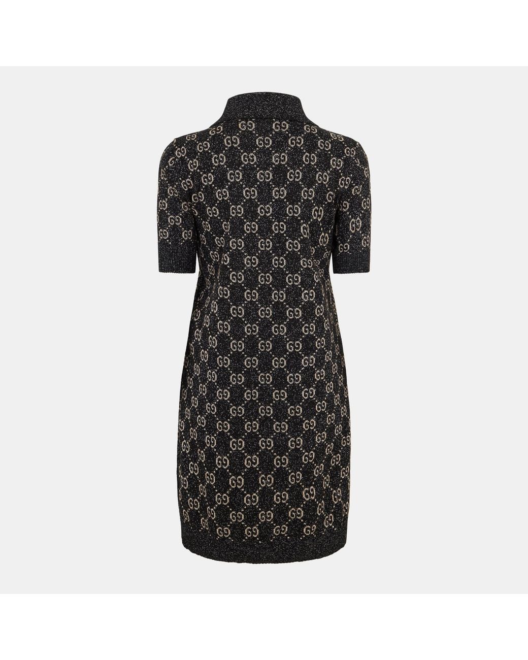 Gucci Black Gg Jacquard Cotton Dress