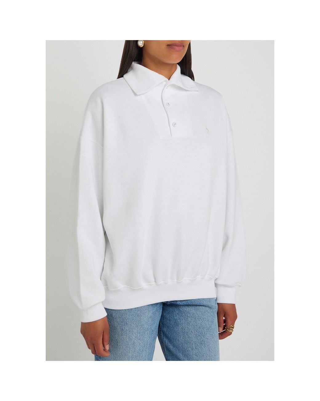 Polo Ralph Lauren White Cotton Oversized-Fit Sweatshirt