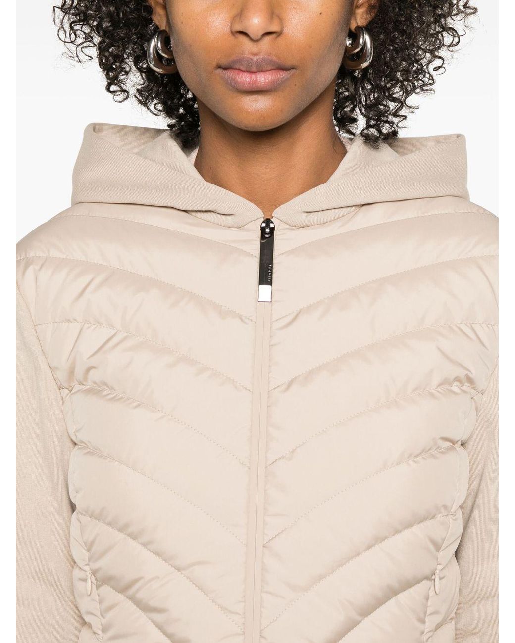 Moncler Natural Padded Diagonal-Quilted Zip-Up Jacket