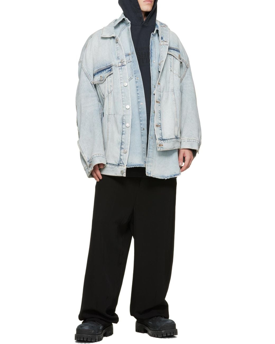 Balenciaga Black Worn-Out Effect Combat Boots for men