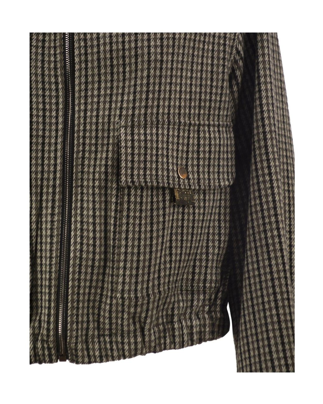 Fabiana Filippi Green Houndstooth Bomber Jacket