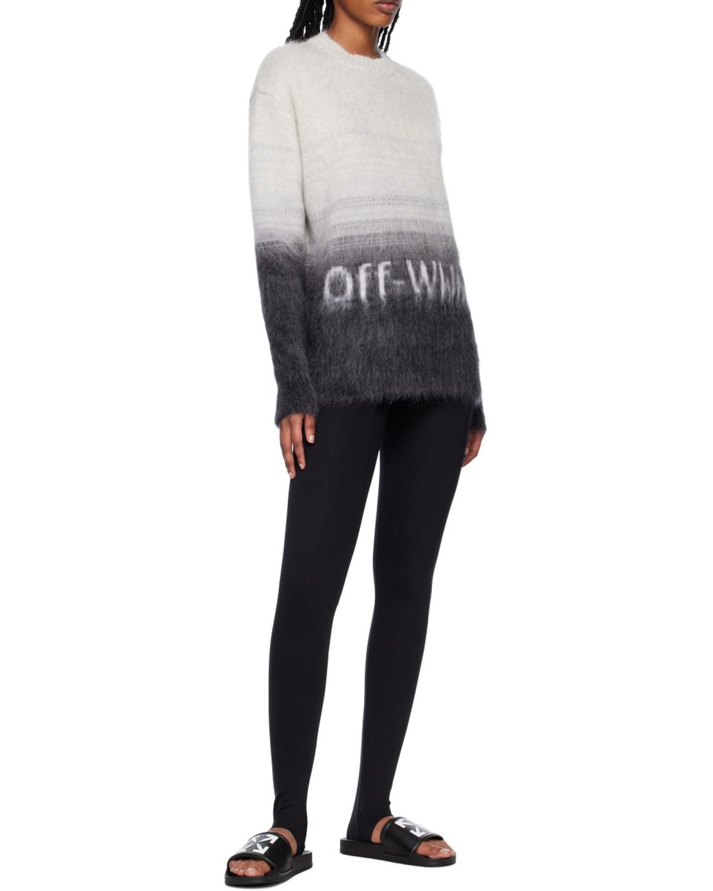 Off-White c/o Virgil Abloh Gray Intarsia-Logo Crew-Neck Jumper