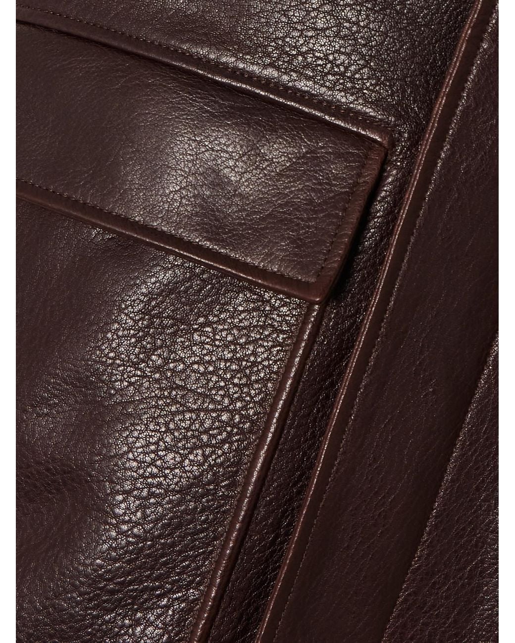 Nour Hammour Brown Long-Sleeved Leather Jacket