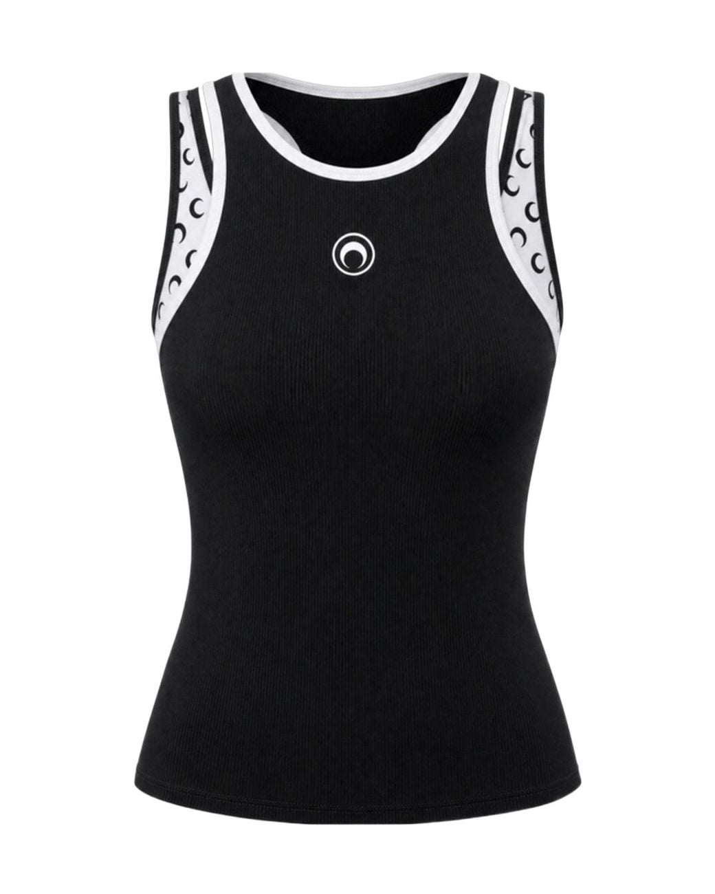 MARINE SERRE Black Layered Jersey Tank Top