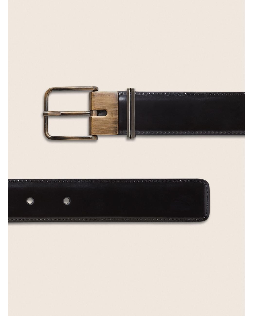 Zegna Black Leather Buckle Belt for men