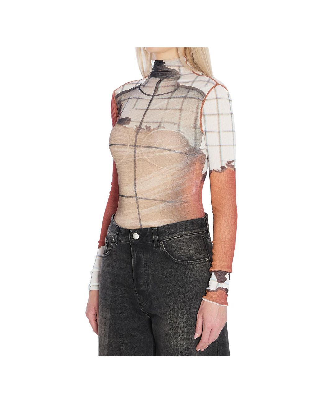 Jean Paul Gaultier Multicolor Printed Bodysuit