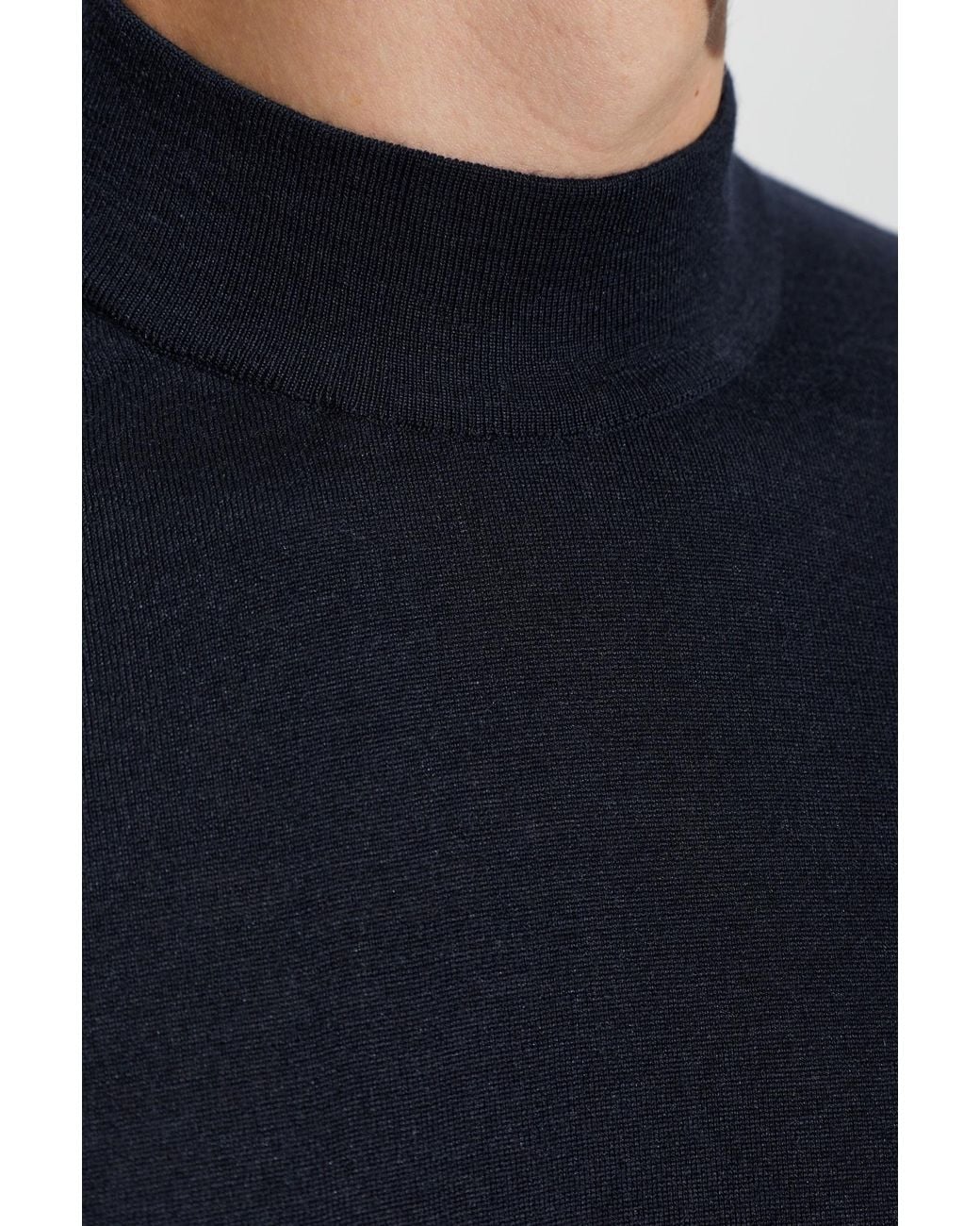 Kiton Blue Mock-Neck Knitted Sweater for men