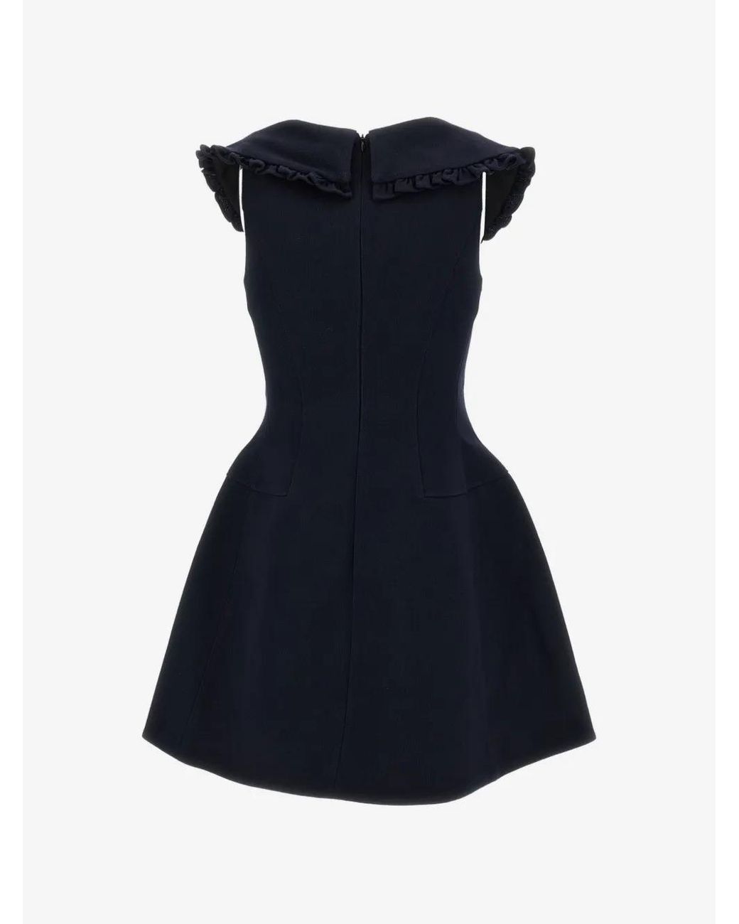 ShuShu/Tong Blue Bow-Detail Ruffled-Trim Dress