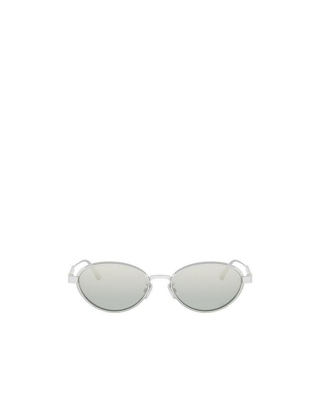 Dior White Eyewear Cannage R1U Oval Sunglasses