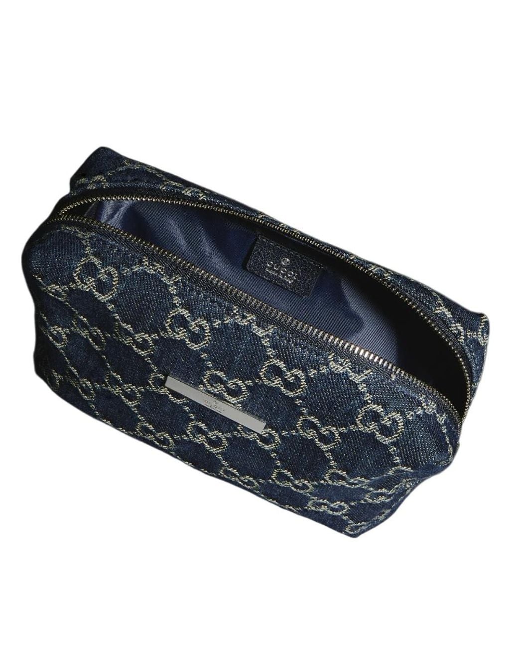 Gucci Blue Medium Cosmetic Case With Plaque