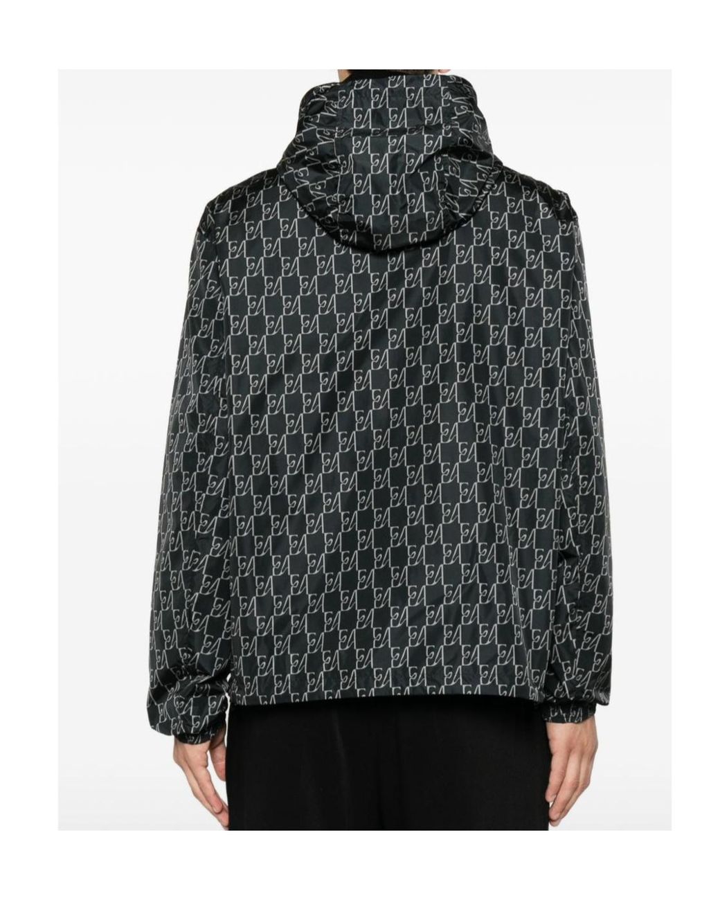 Emporio Armani Black Monogram-Print Reversible Jacket for men