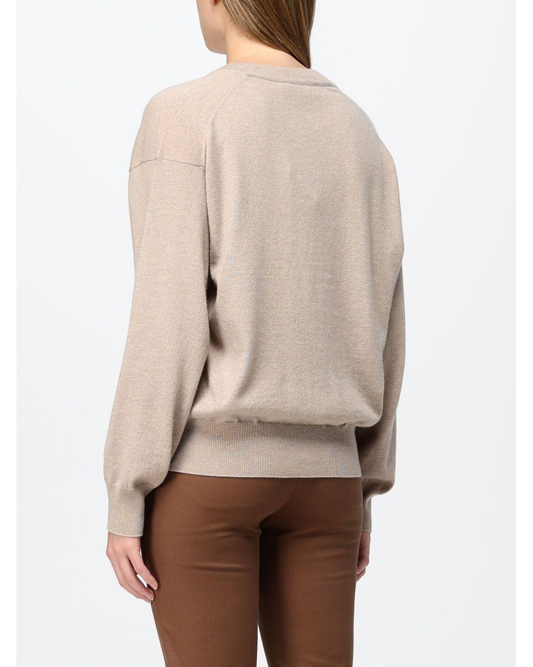 Brunello Cucinelli Natural V-Neck Cashmere Sweater