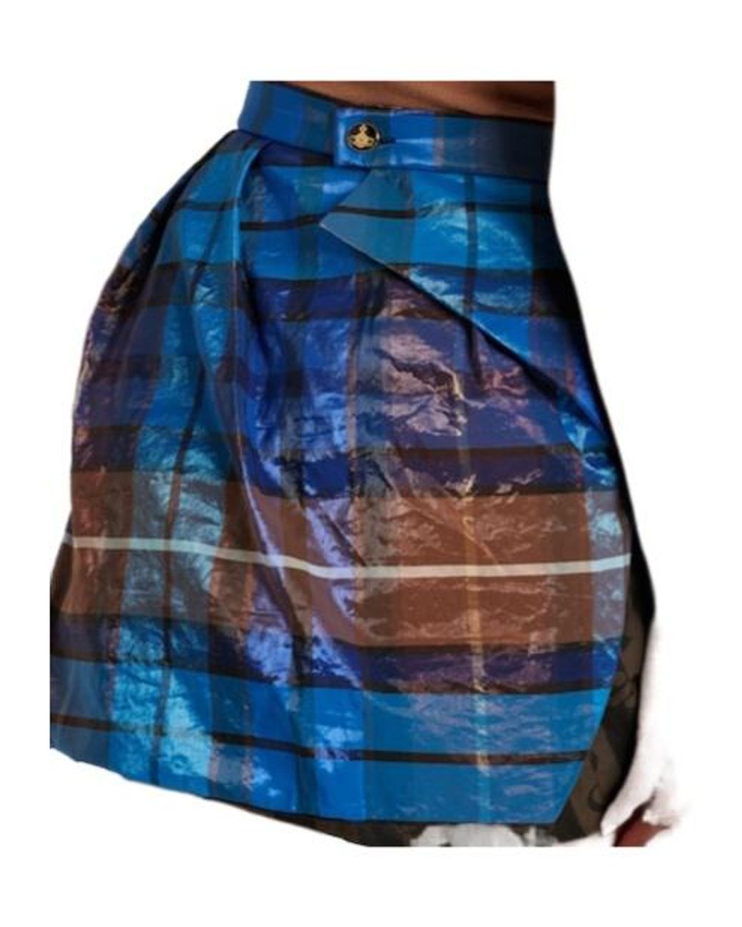 Vivienne Westwood Blue Draped Plaid Miniskirt