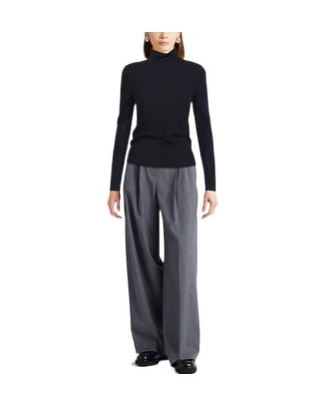 Chloé Blue Solid Wool Turtleneck Long-Sleeve Top