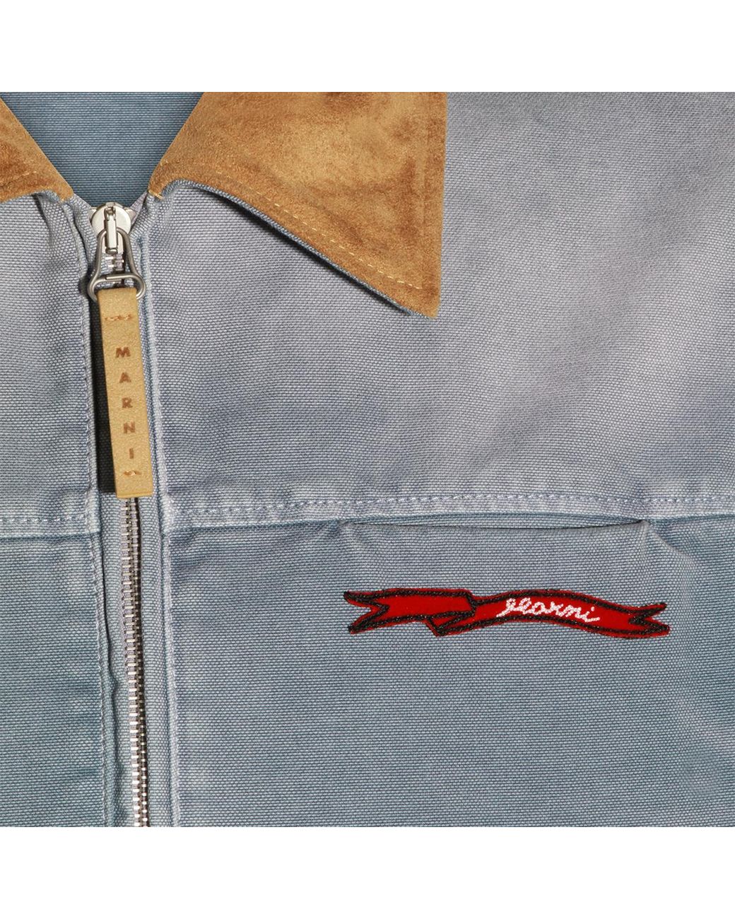 Marni Blue Contrast Collar Zip Jacket for men