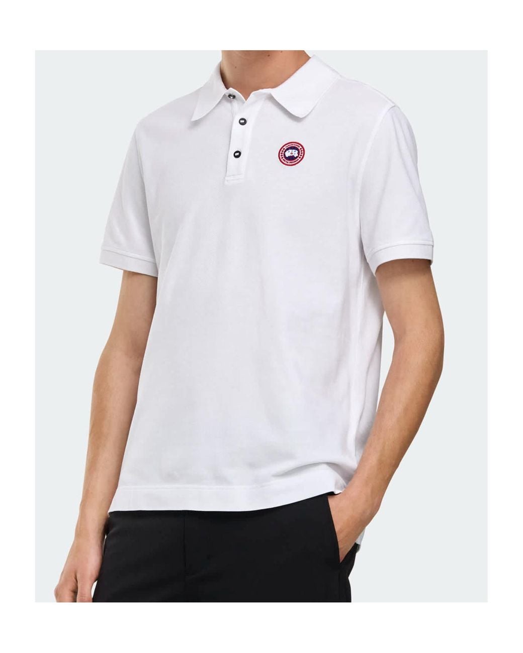 Canada Goose White Beckley Logo Cotton Polo Shirt for men