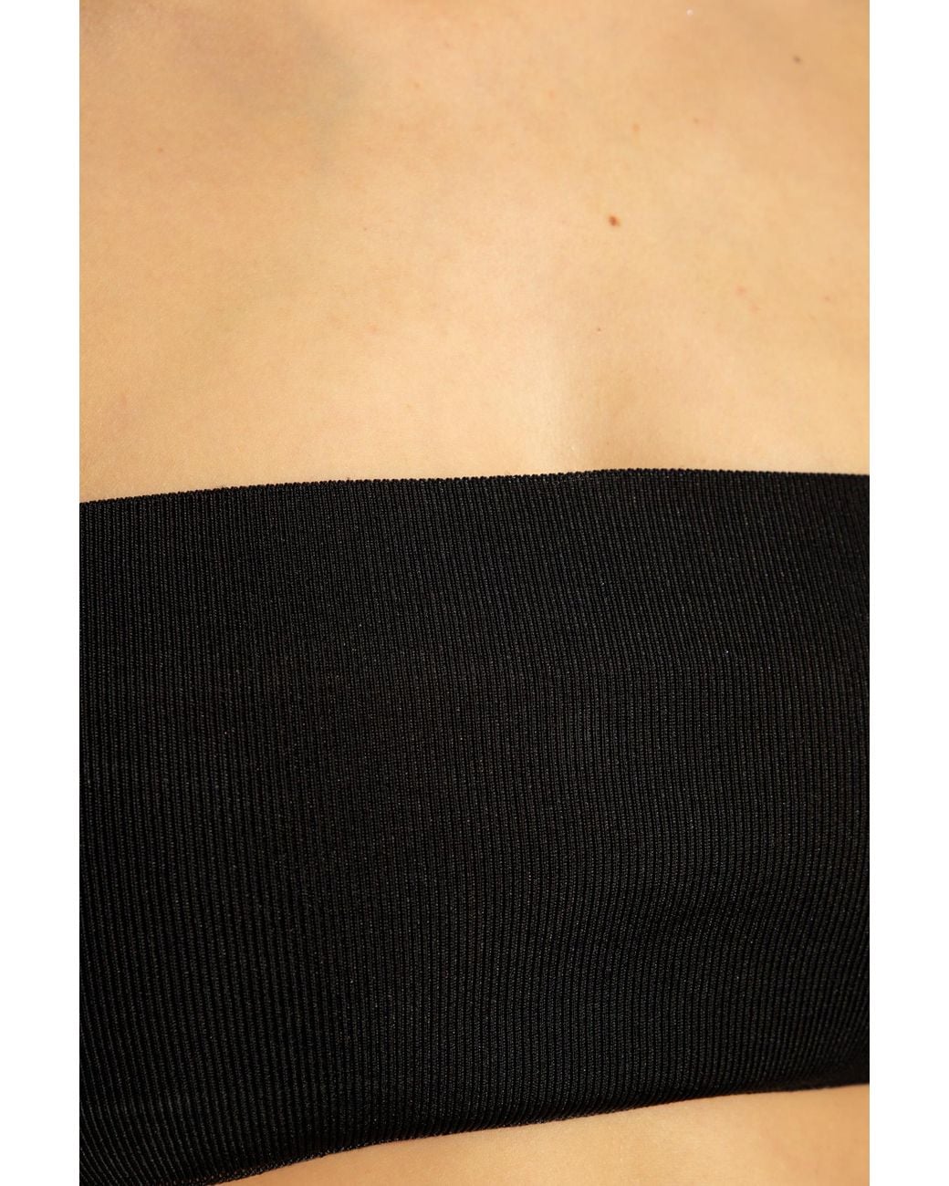 Fabiana Filippi Black Ribbed Strapless Cropepd Bandeau Top