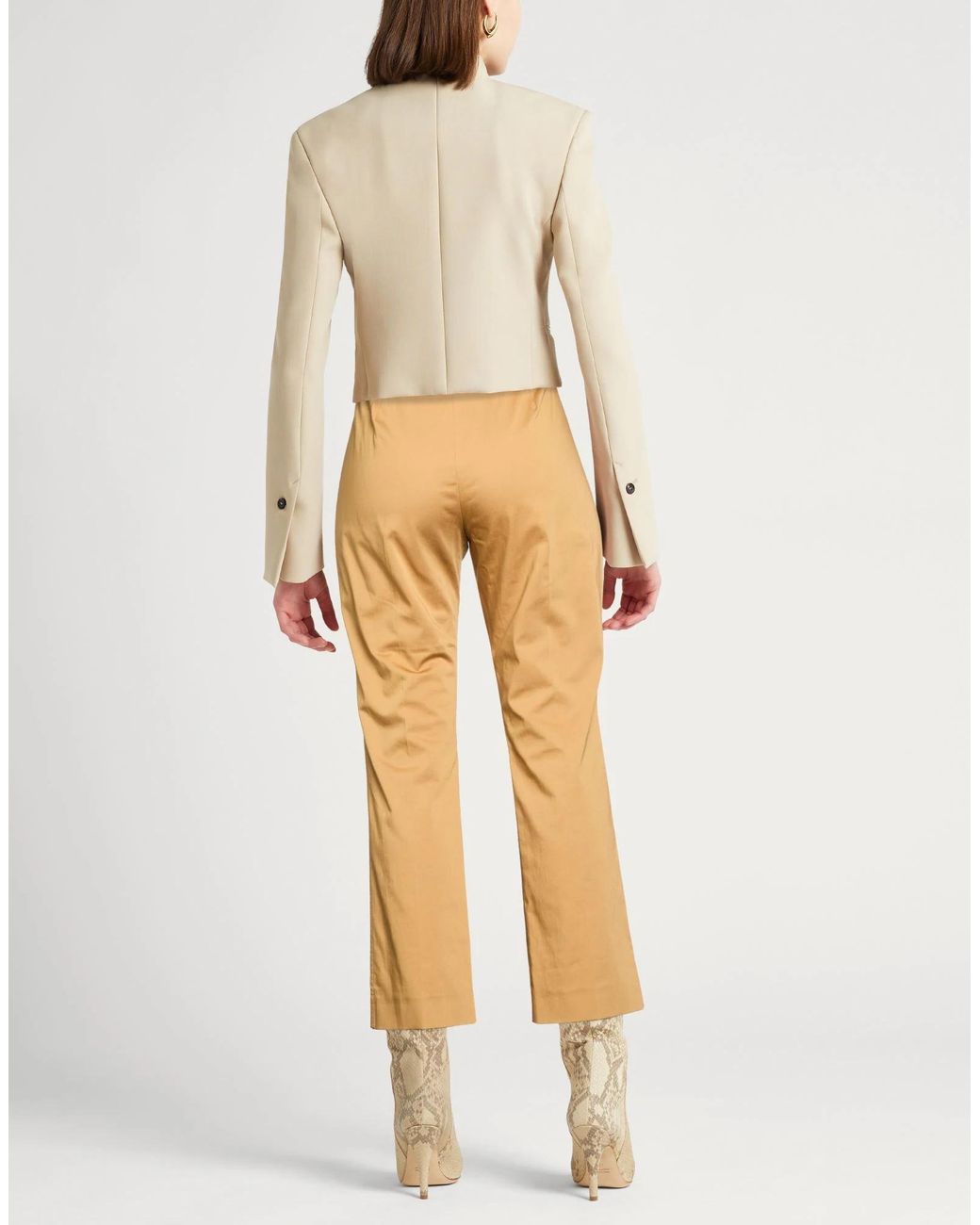 Max Mara Natural Solid Stretchy Straight-Leg Casual Pants