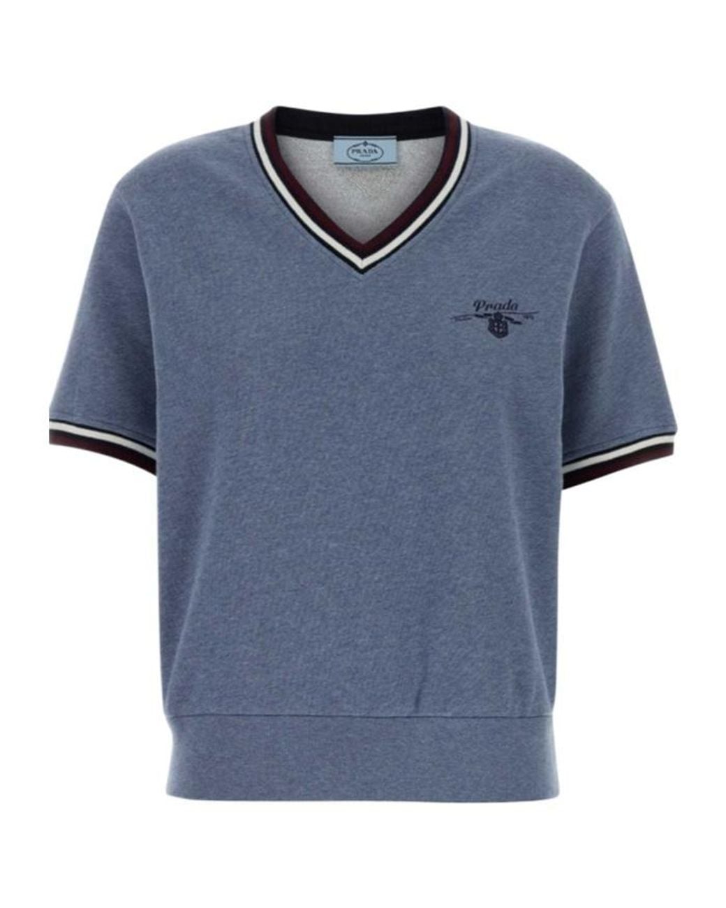 Prada V-Neck Short-Sleeved Jumper in Blue | Lyst