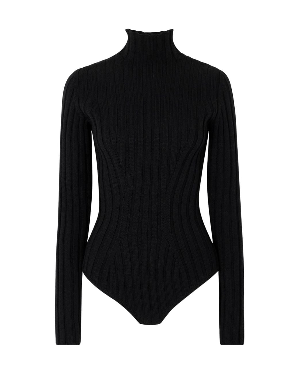 Alaïa Black Ribbed Wool Turtleneck Bodysuit