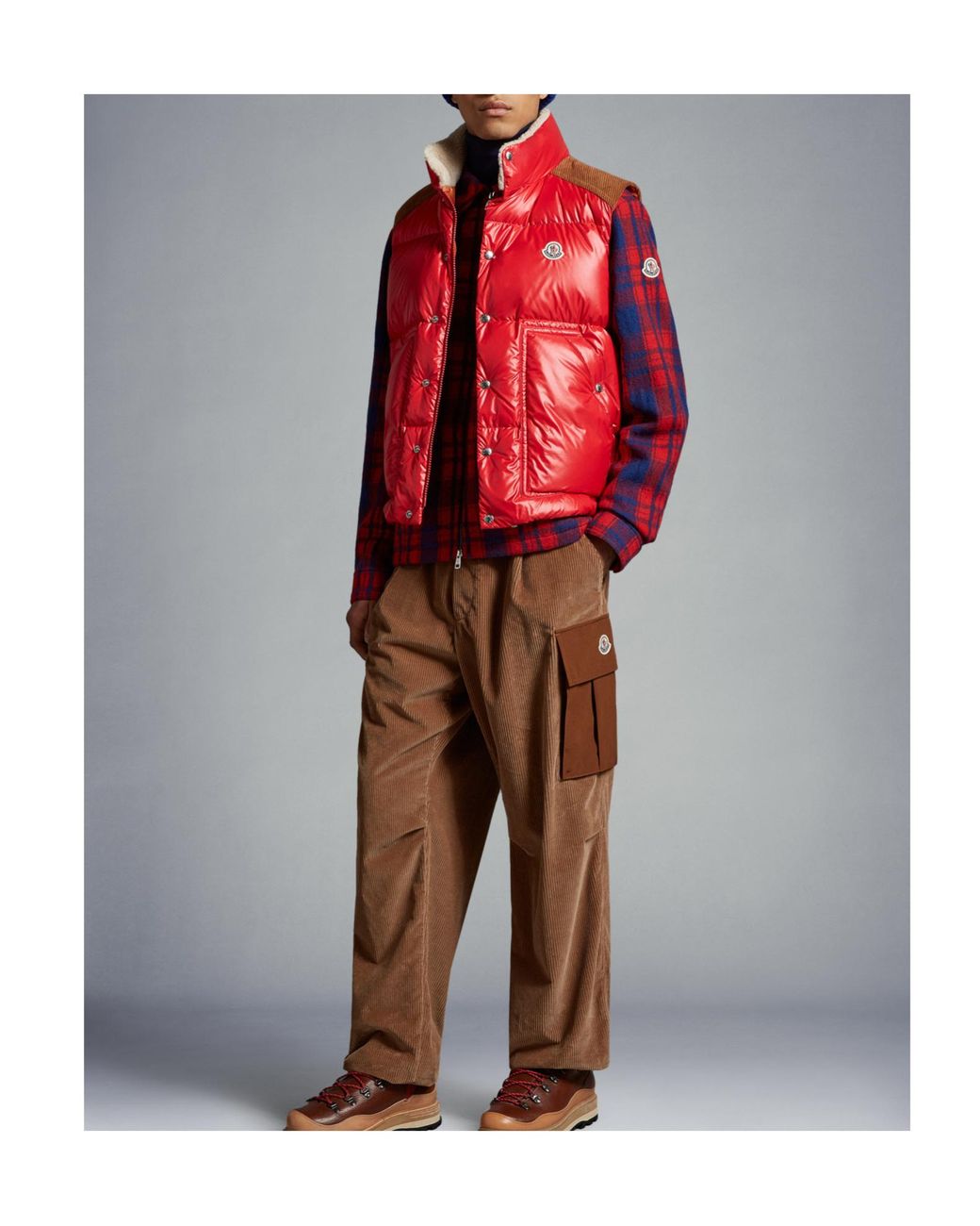 Moncler Red Ardeche Button-Up Down Vest for men