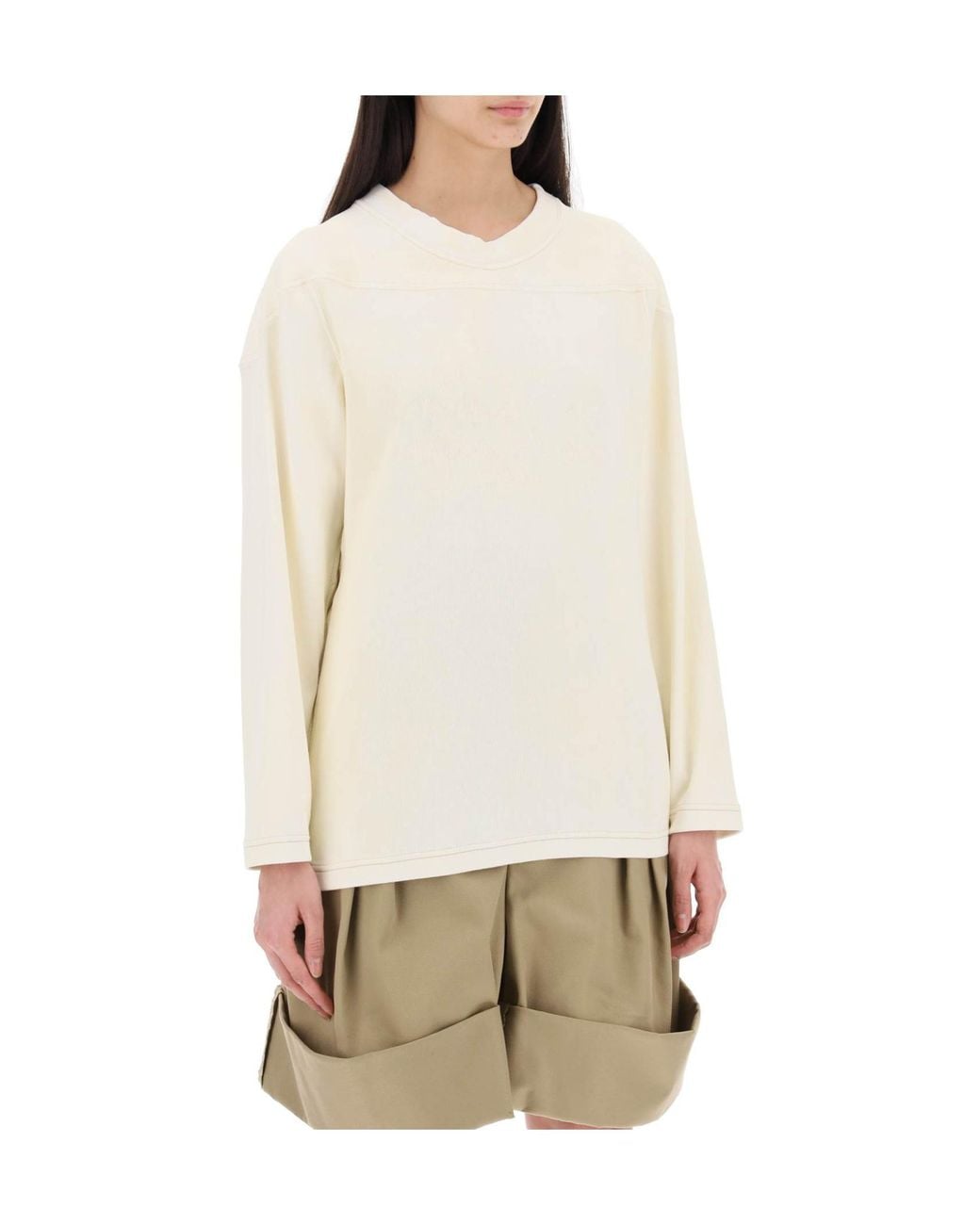 Maison Margiela White Long-Sleeved Crewneck Sweatshirt