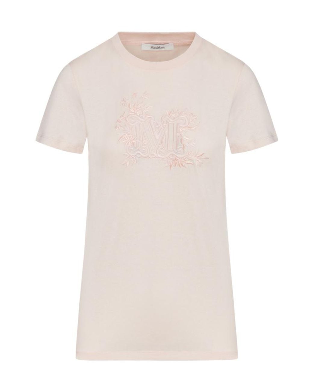 Max Mara White Logo Embroidered Crewneck T-Shirt