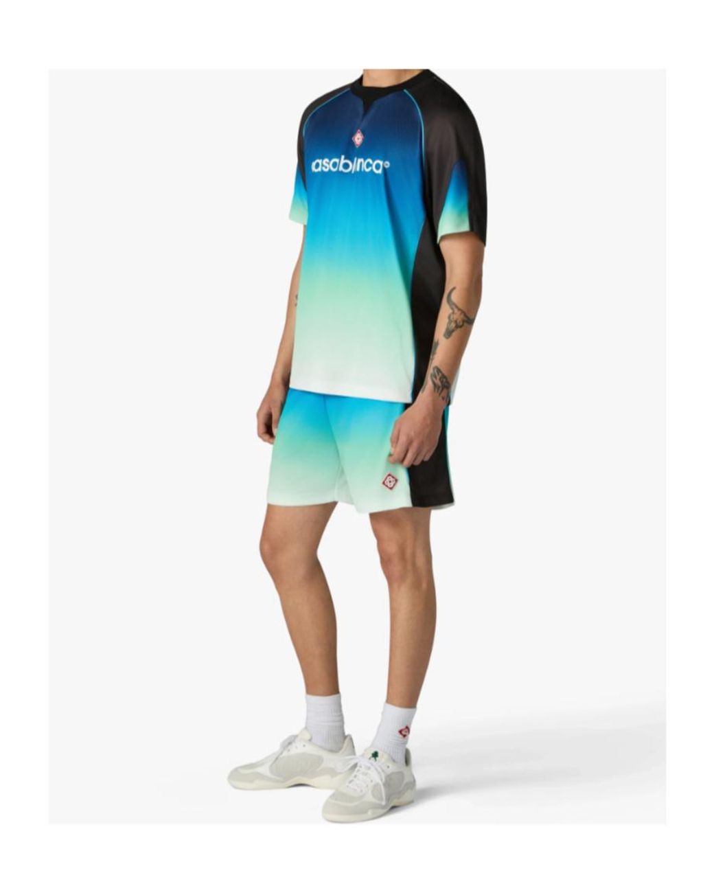 Casablanca Blue Gradient Logo Shorts for men