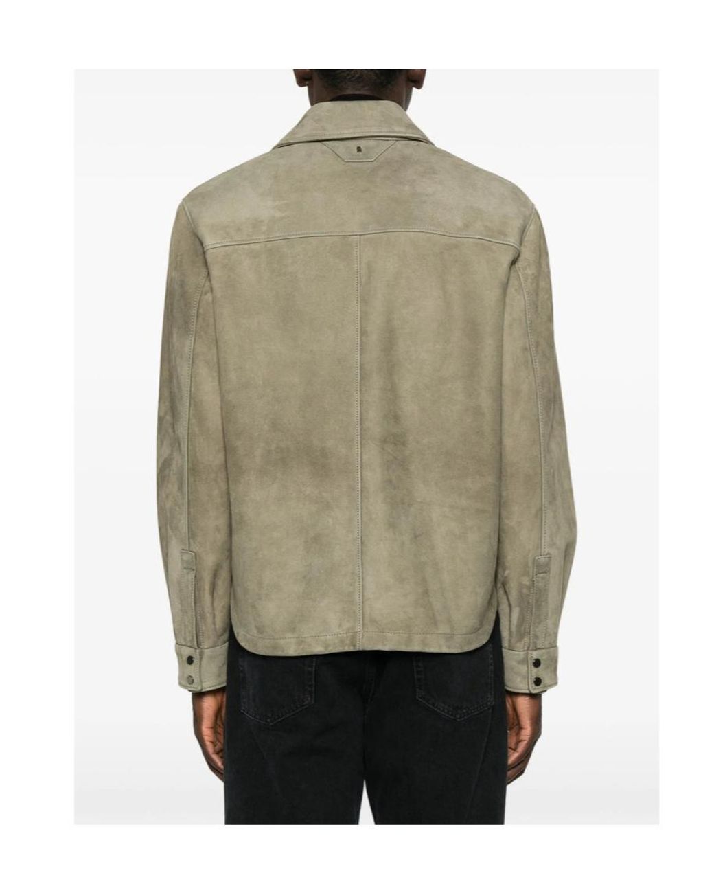 Salvatore Santoro Green Suede Press-Stud Jacket for men